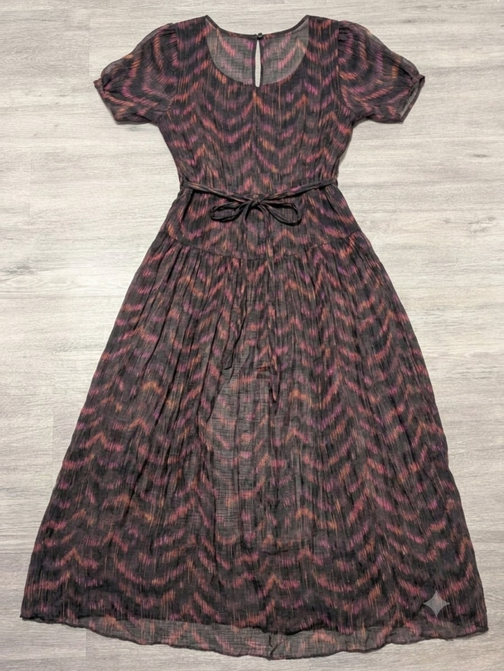 Of Two Minds Black and Pink Patterned Maxi Dress with Tie Waist